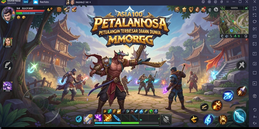 Tangkapan layar gameplay ASIA100 yang menampilkan pertempuran epik.