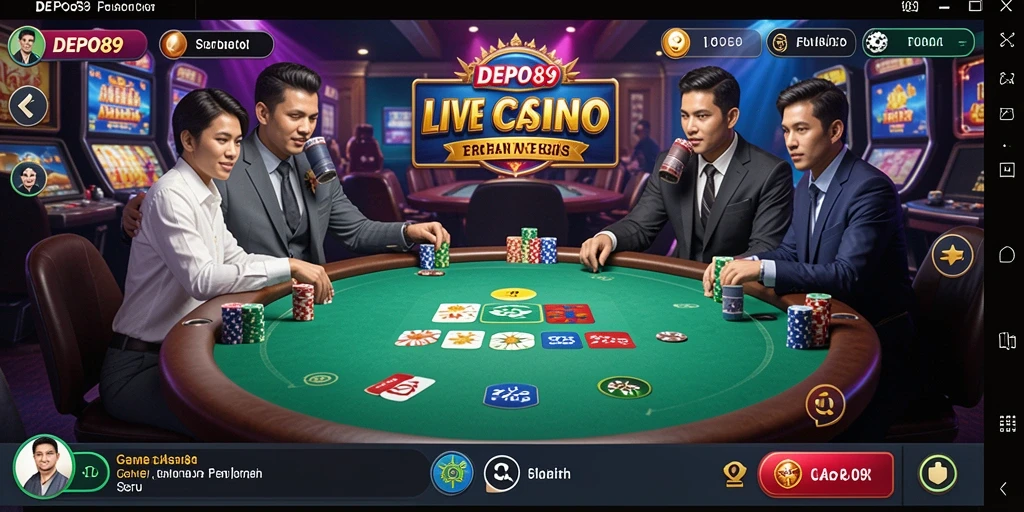 Screenshot gameplay DEPO89 menampilkan dealer langsung dan variasi permainan.
