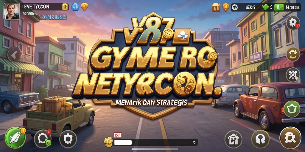 Gameplay V87 menampilkan manajemen bisnis yang seru dan strategis.
